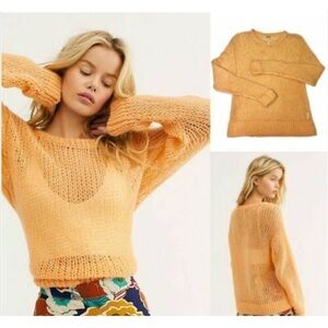 Free People Light & Lofty Pullover Sweater Alpaca Mango Orange Size XS